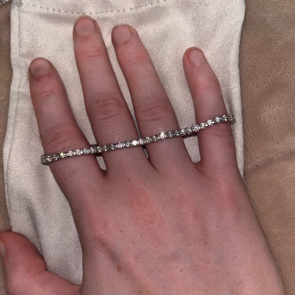 Diamond tennis bracelet adjustable silver - Picture 1 of 2